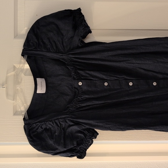 Sleeper Brigitte linen midi navy sz L EUC - Picture 5 of 10